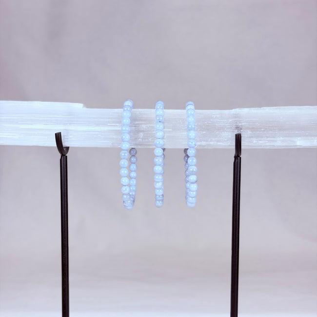Blue Lace Agate Crystal Bracelet Rounded
