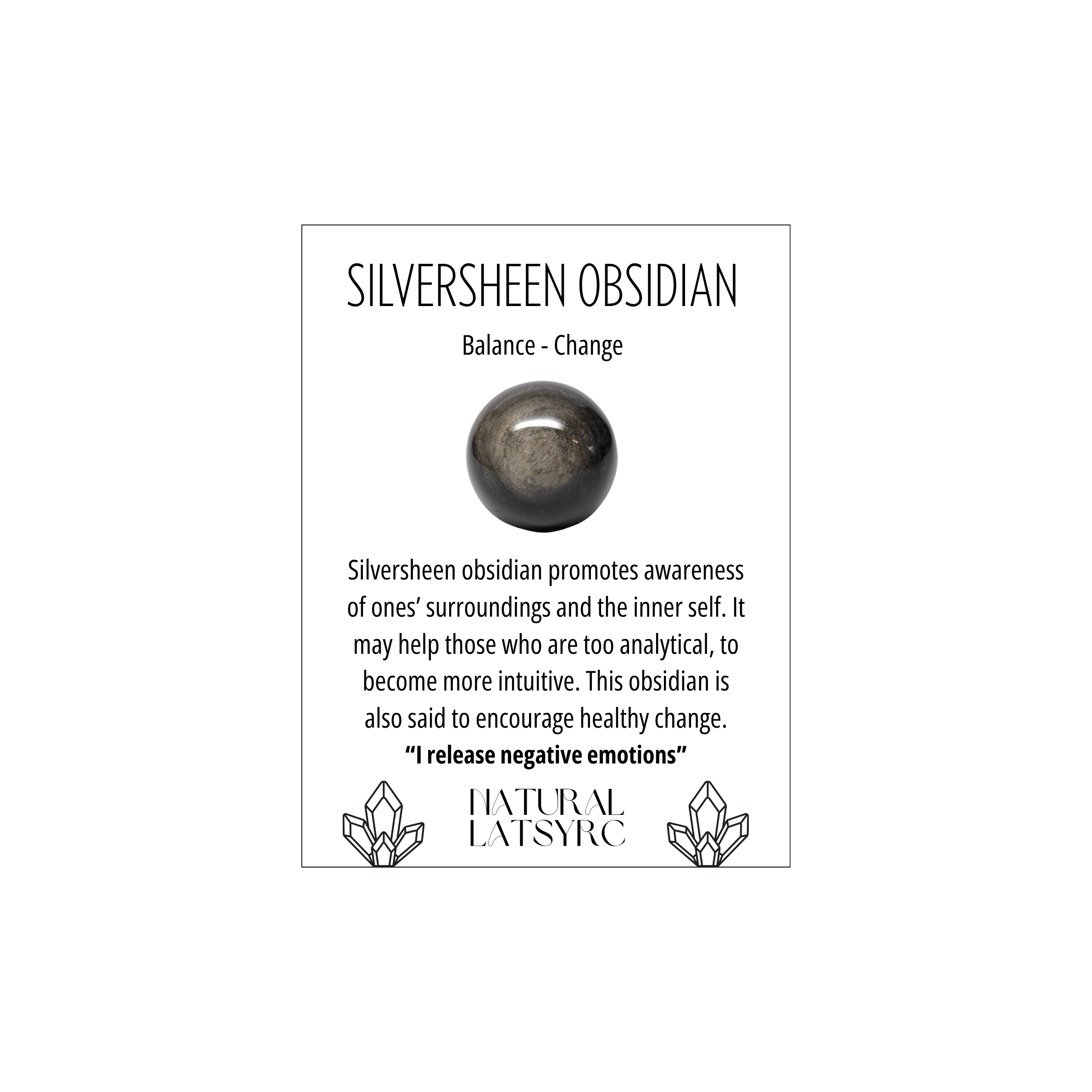 Silversheen Obsidian Crystal Bracelet Rounded