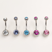 Stainless Steel Double Jewel Naval Piercing Bar - Large