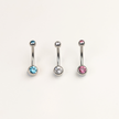 Stainless Steel Double Jewel Naval Piercing Bar - Small
