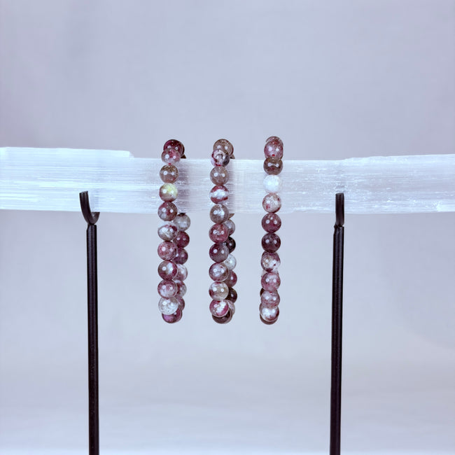 Pink Tourmaline Crystal Bracelet Rounded