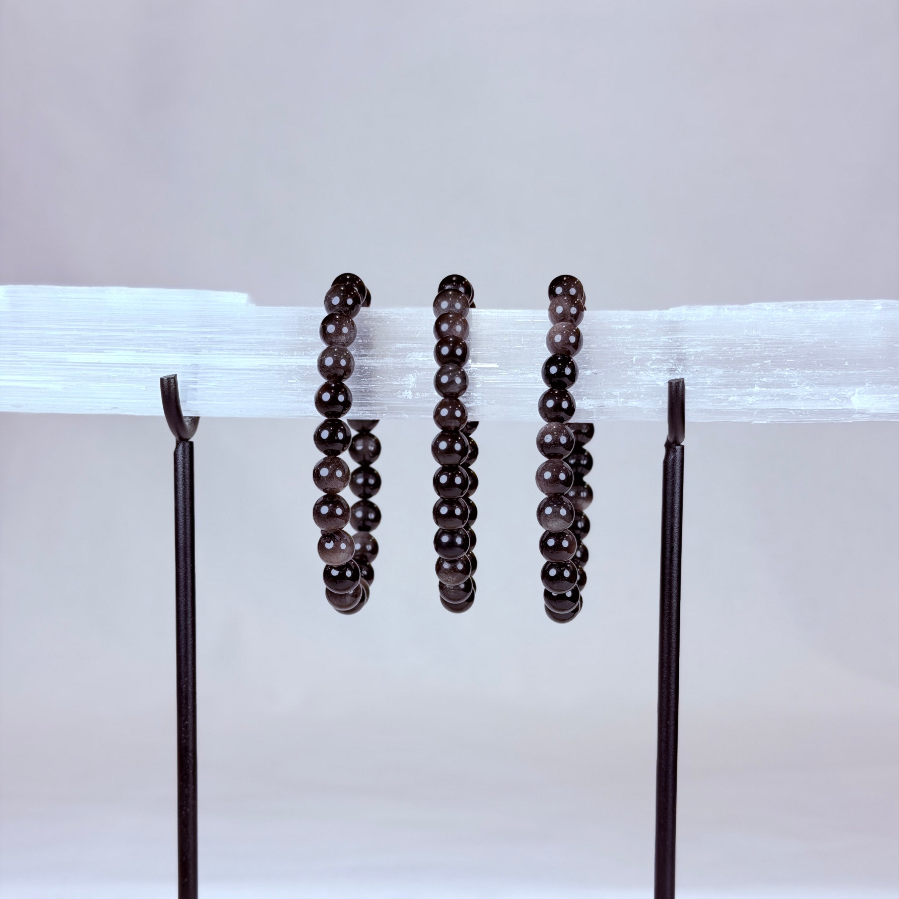 Silversheen Obsidian Crystal Bracelet Rounded