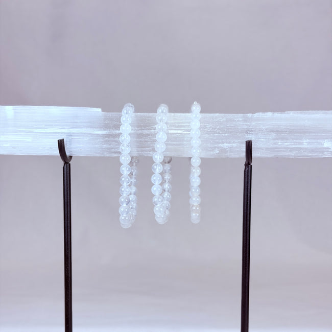 White MoonStone Crystal Bracelet Rounded