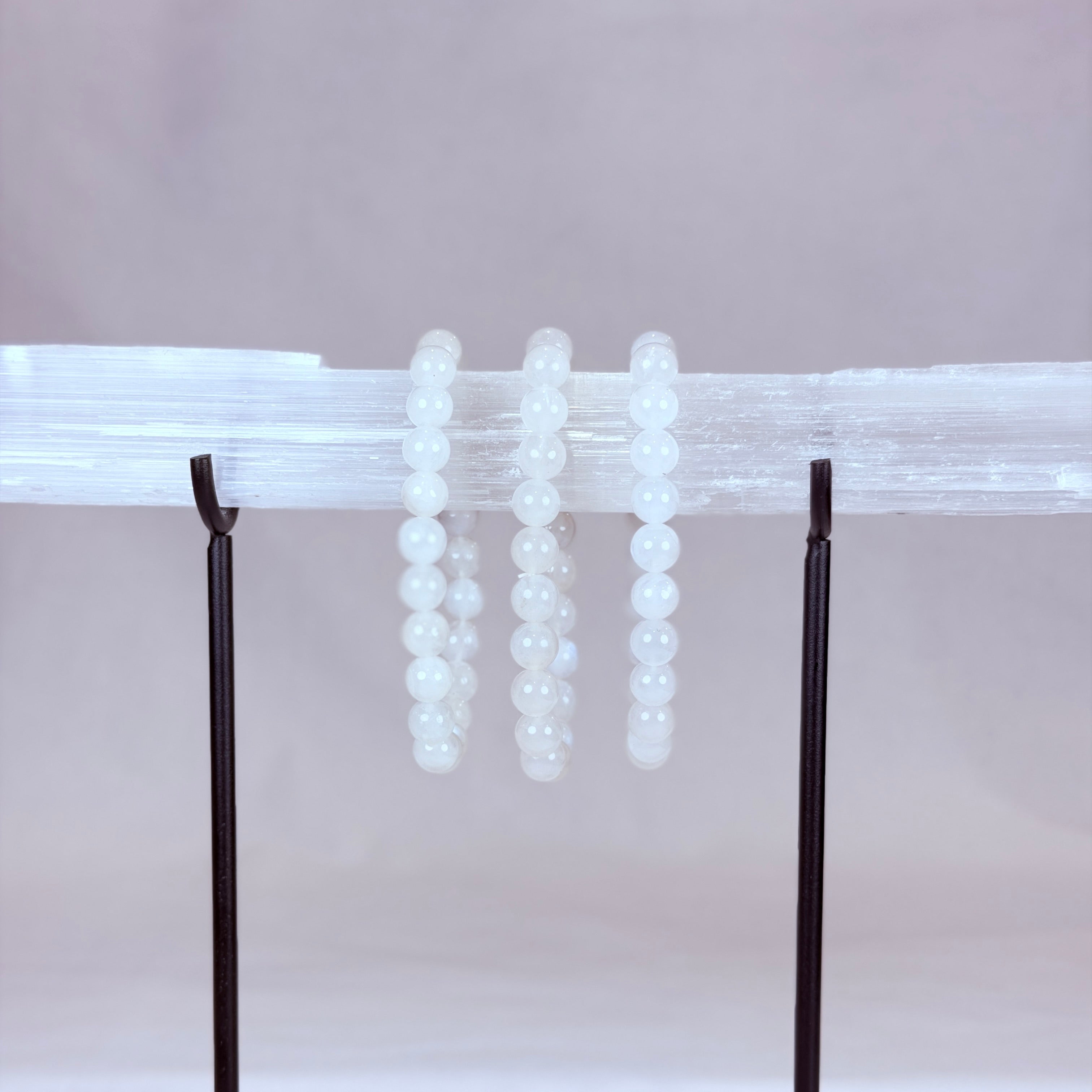 White MoonStone Crystal Bracelet Rounded